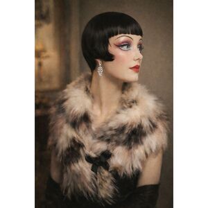 Mossimo Supply Co. Faux Fur Scarf Stole Gray Ivory Brown Plush Winter Wrap